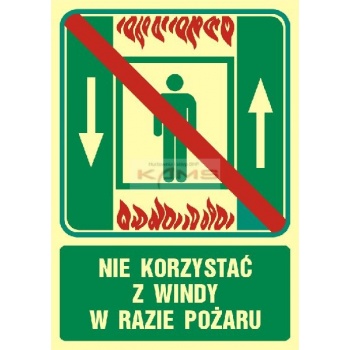 AC028 Zakaz korzystania z dźwigu osobowego w razie pożaru.