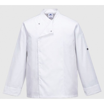 C730 - Bluza szefa kuchni CROSS-OVER idealna w parnym pomieszczeniu, 65% poliester, 35% bawełna 190g, siatka 100% poliestrowa - XS-3XL