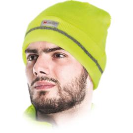 CZVIS-S - czapka zimowa dziana w kolorze fluorescencyjnym, wstawka odblaskowa nić - 2 kolory - 57-61.