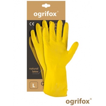 OX-FLOX - lateksowe rękawice ochronne wewnątrz pokryte flokiem - pyłem bawełnianym - S