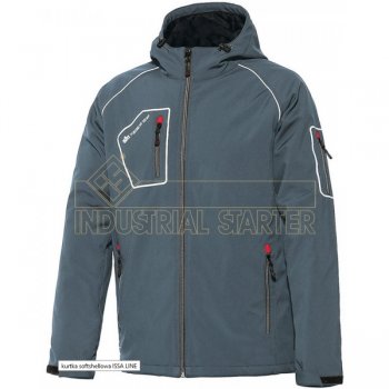 PERFECT 04520 - Praktyczna ciepła kurtka softshellowa ISSA LINE, kaptur, odblaskowe wstawki, 2 kolory - S-3XL.
