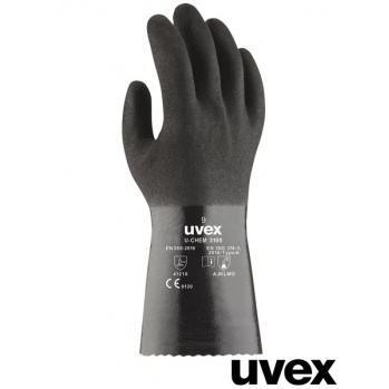 RUVEX-CHEM3100 - Rękawice ochronne z bawełny, powłoka NBR dla komfortu użytkowania, ochrona przed chemikaliami - 8,9,10.