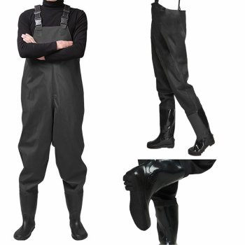 Wodery wędkarskie spodnie spodniobuty, antypoślizgowa podeszwa, regulowane szelki, długość 130cm, 100% PVC - 43, 44, 45.