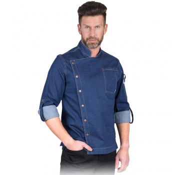 AMOROSO - męska bluza z długim rękawem, stójka, 6 zatrzasków, 95% bawełna, 5% spandex, 260 g/m² - S-3XL.