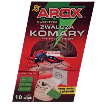 AROX-ELEK+WKLAD	 - elektrofumigator z 10 wkładami do zwalczania komarów oraz innych owadów latających.