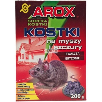 AROX-KOSMYSZ200 - kostka na myszy i szczury 200 g - 4 dni i po kłopocie.