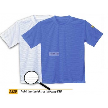 AS20 T-shirt antyelektrostatyczny ESD, 96% bawełna, 4% włókno węglowe, 195g, 2 kolory - S-2XL 