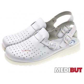 BMKLADZ2PASMES - skórzane białe buty zawodowe medyczne lub gastronomi męskie - 39-47.