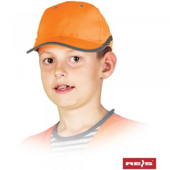 CZFLUO-KIDS - czapka z daszkiem w kolorze fluorescencyjnym, odblaskowy pasek dla dzieci 2 kolory- XS-M.