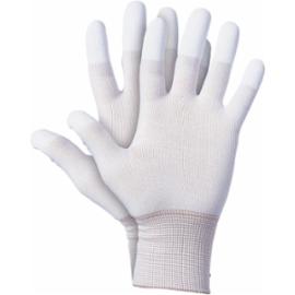 HW-PERFECTFIN - damskie rękawice ochronne PERFECT FIT FINGER z poliamidu biała powłoka poliuretanowa końcówki palców ściągacz - 7-8