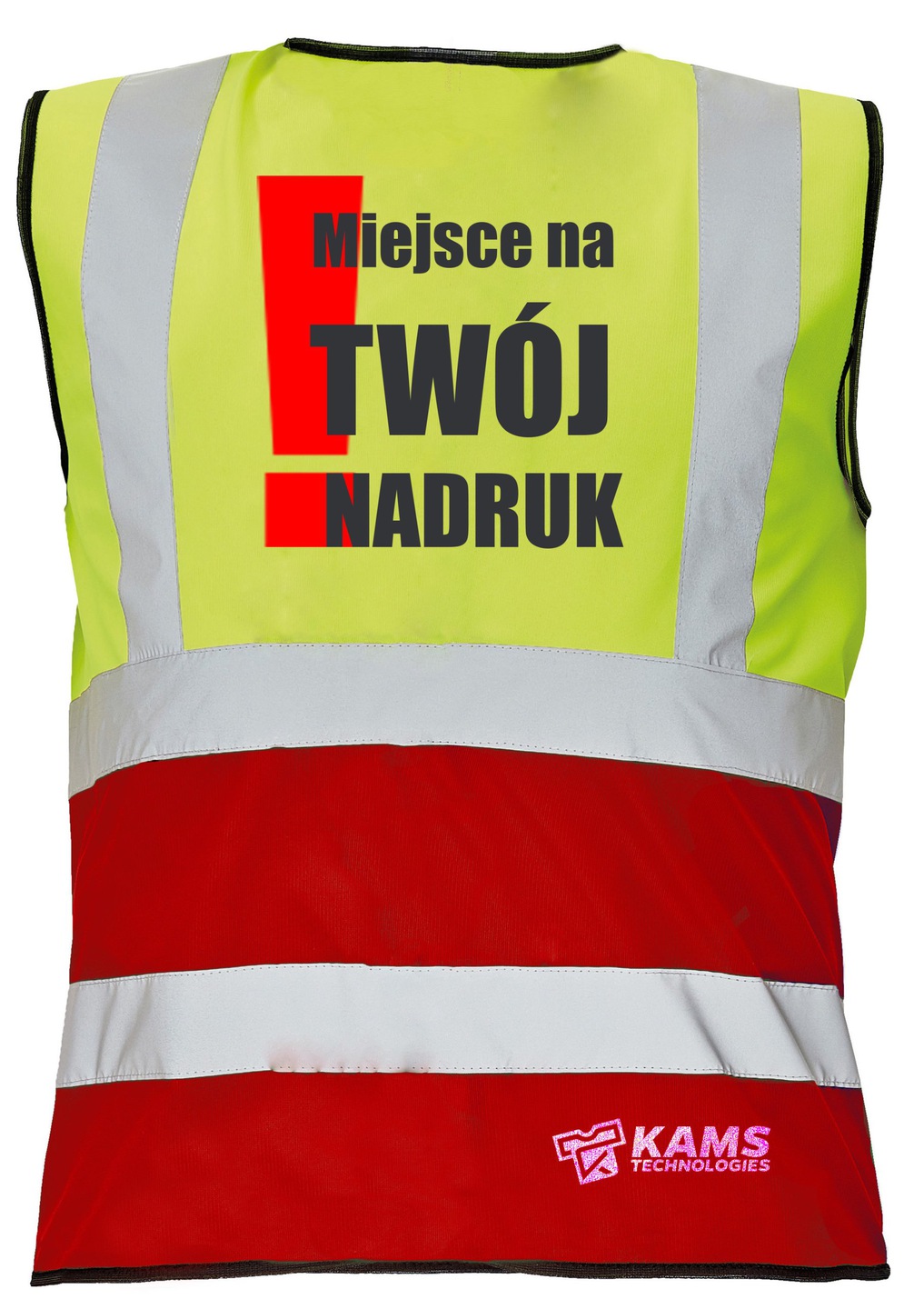 Kamizelka ostrzegawcza dwukolorowa z TWOIM NADRUKIEM, żółto/czerwona