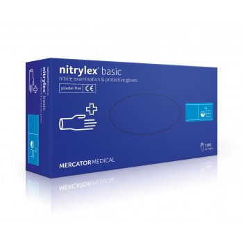 NITRYLEX BASIC - rękawice ochronne i diagnostyczne, bezpudrowe nitrylowe, jednorazowe, 100szt opakowanie, r. M