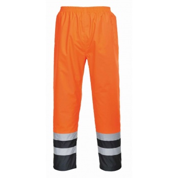 S486 - ostrzegawcze spodnie ochronne do pasa dwukolorowe przeciwdeszczowe i wiatroodporne - 2 kolory - S-3XL.