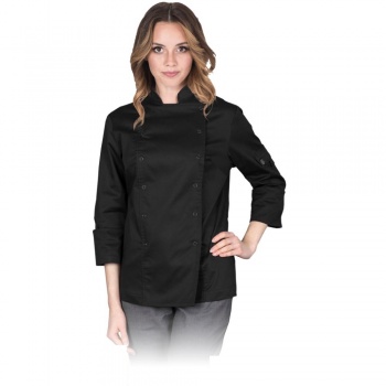 VOLTA-L - damska bluza kucharska z długim rękawem, 100% bawełna 210 g/m², zapięcie 12 zatrzasków, stójka - S-2XL.