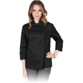 VOLTA-L - damska bluza kucharska z długim rękawem, 60% bawełna, 40% poliester 210 g/m², zapięcie 12 zatrzasków, stójka - S-2XL.