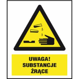Z-155CH - Znak ostrzegawczy dla materiałów niebezpiecznych „Uwaga! Substancje żrące” - 220x300