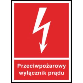 Z-31P - Znak ochrony ppoż.„Przeciwpożarowy wyłącznik prądu” - 150x205