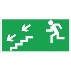 Z-7E - Znak ewakuacyjny „Kierunek do wyjścia drogi ewakuacji schodami w dół w lewo” - 150x300