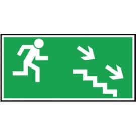 Z-8E - Znak ewakuacyjny „Kierunek do wyjścia drogi ewakuacji schodami w dół w prawo” - 150x300