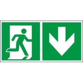 Z-E002-4 - Znak ewakuacyjny „Kierunek do wyjścia w dół (za drzwiami) w prawo” - 150x300
