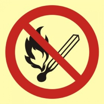 BA002 Zakaz używania otwartego ognia - palenie tytoniu zabronione.
