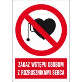 ZZ-19Z-1 - Znak BHP Zakaz wstępu osobom z rozrusznikami serca - 220x300