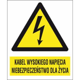 ZZ-4EOA - Znak elektryczny Kabel wysokiego napięcia niebezpieczeństwo dla życia.  - 105X148-74X105