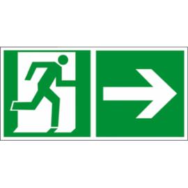 ZZ-67E - Znak ewakuacyjny Kierunek do wyjścia w prawo i prosto (za drzwiami) - 150x300-200x400