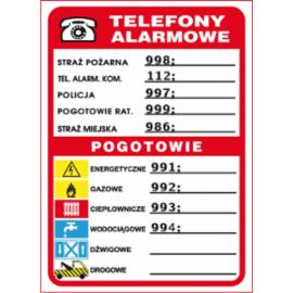 ZZ-93 - Znak Telefony alarmowe - 210X150