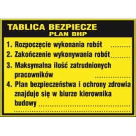 ZZ-B31 - Tablica budowlana „Tablica bezpieczeństwa plan BHP.  - 700x500-700x900