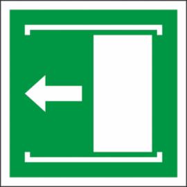 ZZ-E034 - Znak ewakuacyjny „Drzwi przesuwane (w lewo, żeby otworzyć)” - 150x150